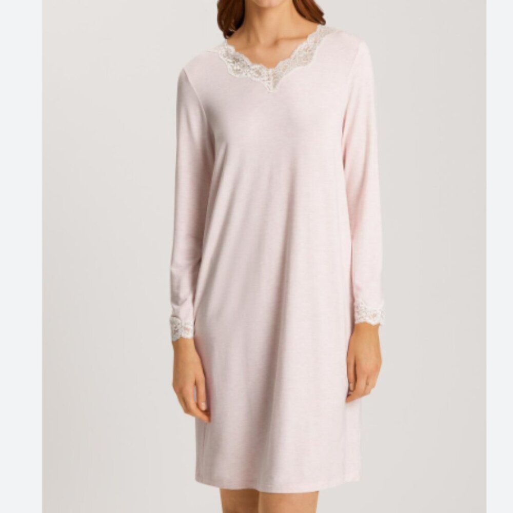 HANRO Modal & Lace V-Neck Nightdress Rose Mélange Size Large